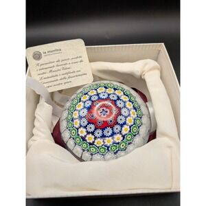 La Murrina Murano Glass Millefiori Paperweight Signed Italian Art Glass with Box